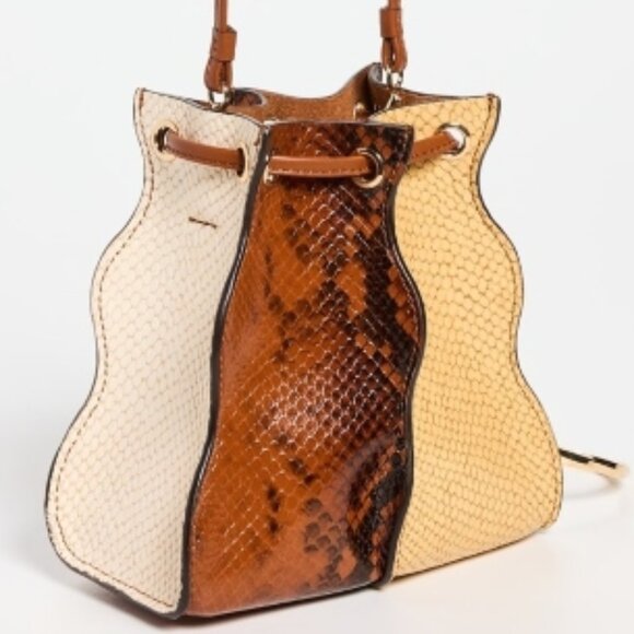 NWT Ulla Johnson Adria Pleated Wave Snake-Embossed Leather Pochette Handbag - Picture 2 of 11